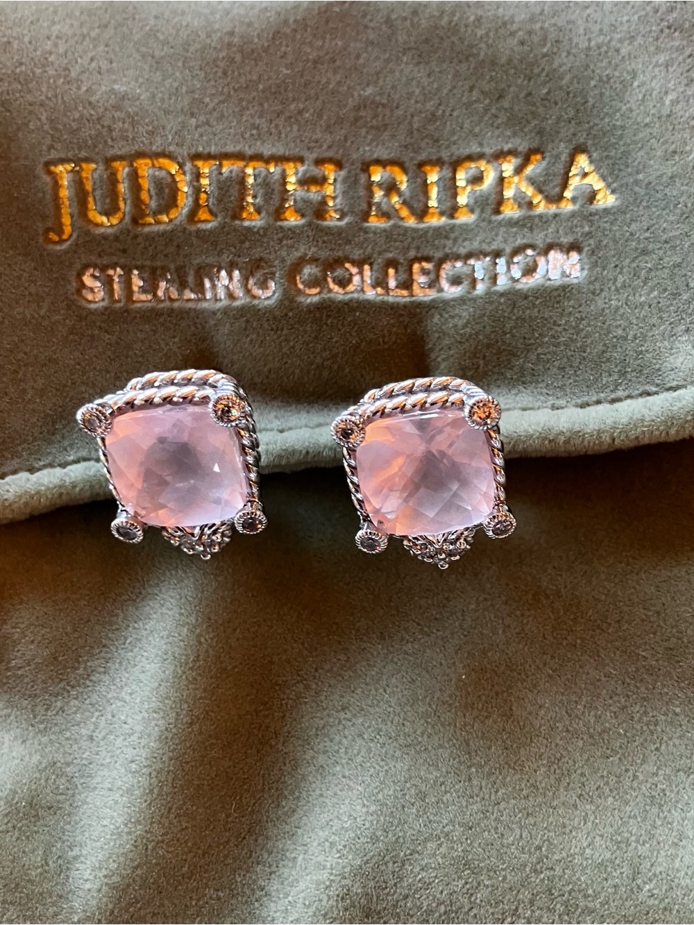 Judith Ripka Pink Quartz & Sterling Silver Stud Earrings